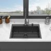 Black Drop Sink, 28x22 inch Drop in Kitchen Sink Gunmetal Black Topmount 16 Gauge Deep Single Bowl Stainless Steel Sink Basin