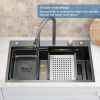 Kitchen Sink Flying rain Waterfall Kitchen Sink Set 30"x 18" 304 Stainless Steel Sink with Pull Down Faucet, and Accessories