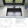 30x22Inch Topmount Gunmetal Black 18 Gauge Stainless Steel Single Bowl Kitchen Sink With Faucet