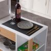 Kitchen Island Cart with 5 Shelves 1 Drawer, Rolling Kitchen Storage, Mobile Island on Wheels, White & Wood