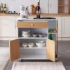 Kitchen Island Cart with 5 Shelves 1 Drawer, Rolling Kitchen Storage, Mobile Island on Wheels, White & Wood