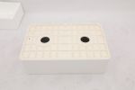 White Farmhouse Sink Workstation - 33 inch White Ceramic Double Bowl Farm Kitchen Sink