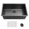 27x17 inch Undermount Gunmetal Black 18 Gauge Stailess Steel Kitchen Sink