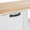 76*37*84cm Three Drawers Three Layers Black Handle Rubber Wood Log Color Table White Spray Paint Dining Car