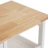 76*37*84cm Three Drawers Three Layers Black Handle Rubber Wood Log Color Table White Spray Paint Dining Car