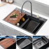 Kitchen Sink Flying rain Waterfall Kitchen Sink Set 30"x 18" 304 Stainless Steel Sink with Pull Down Faucet, and Accessories
