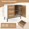 Rattan Sideboard Buffet Cabinet with 1 Door and 3 Drawers