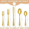 Runfly Vintage Carved Gold Stainless Steel 20 Pieces Flatware Golden Silverware Set,Modern Embossed Cutlery Set Utensils
