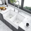 White Farmhouse Sink - 32 inches Ceramic Double Bowl Farm Apron Front Kitchen Sink