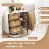 Rattan Sideboard Buffet Cabinet with 1 Door and 3 Drawers