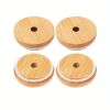 2/4pcs Bamboo Jar Lids With Straw Hole; Reusable Bamboo Jar Lids; Leak Proof Glass Canning Drinking Storage Jars; Canning Lids With Silicone Ring For