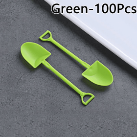 100pcs Disposable Spoon; Plastic Ice Cream Cake Cheese Dessert Spoon; Pudding Shovel Yogurt Spoon (Color: green)
