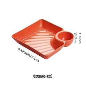 1pc Dumpling Plate With Sauce Dish; Potato; Water; Dumplings; Plate With Vinegar; Dinner Plate; Household Creative Square Serving Plate With Vinegar S (Color: orange, Quantity: 1pc)