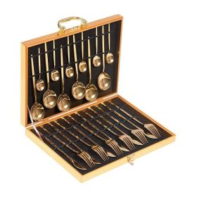 Kitchen Dining & Bar Flatware Set 24 Pieces (Type: Flatware Set, Color: Gold)
