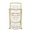 2 Glass Shelves  Serving Trolley Bar Cart  with Durable Metal Frame for Hotel Dining Room Restaurant